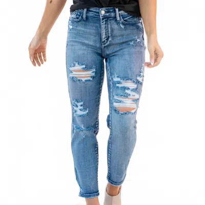 Judy Blue Women's Distressed Boyfriend In Blue
