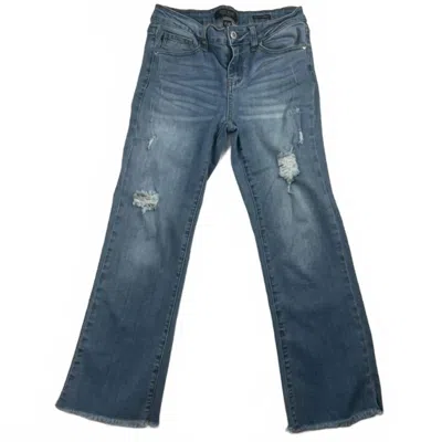 Judy Blue Women's Distressed Relaxed Crop Flare Jeans In Light Blue
