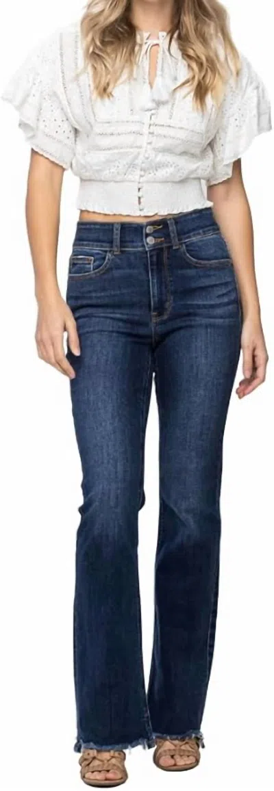 Judy Blue Women's Frayed Hem Boot Cut Jean In Blue