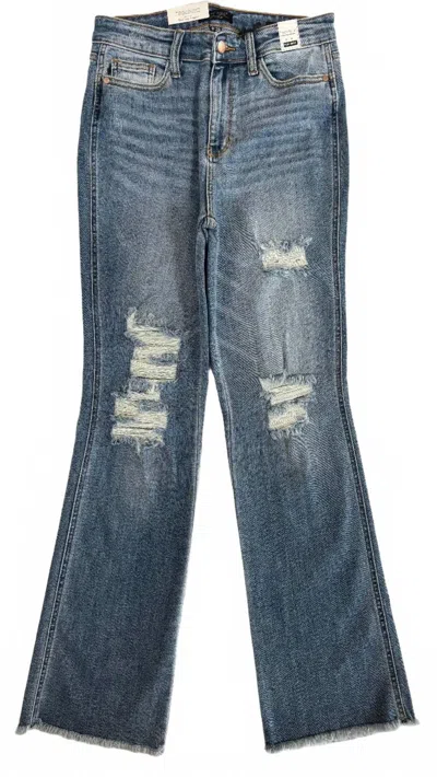 Judy Blue Women's High Rise Destroy Fray Hem Bootcut Jeans In Blue