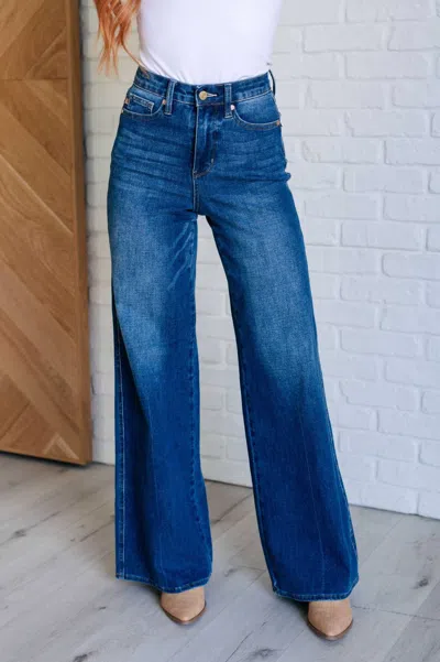 Judy Blue Women's High Rise Tummy Control Retro Wide Leg Jeans In Blue