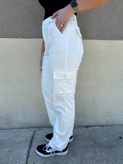 Judy Blue Women's High Waist Cargo Pants In White