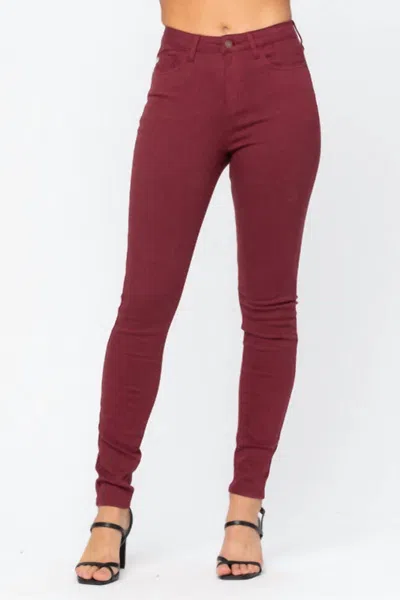 Judy Blue Women's High Waisted Skinny Jeans In Cranberry In Red
