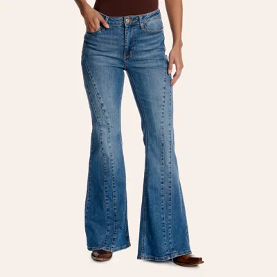 Judy Blue Women's Jacqueline Medium Wash Mid Rise Double Seam Flare Jeans In Blue