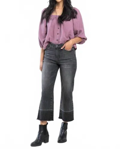 Judy Blue Women's Kiana Leased Hem Wide Leg Crop Jeans In Grey In Gray