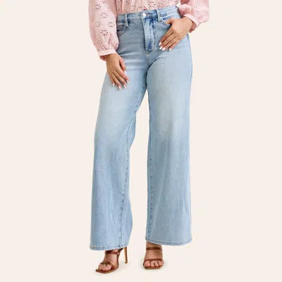 Judy Blue Women's Light Wash High Rise Tummy Control 33" Retro Wide Leg Jeans In Blue