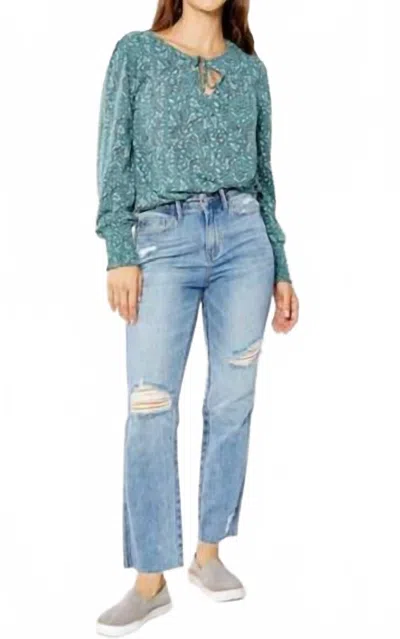 Judy Blue Women's Magic Destroy Straight Pants In Blue