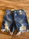 Judy Blue Midrise Destroyed Frayed Hem Shorts In Blue In Blue