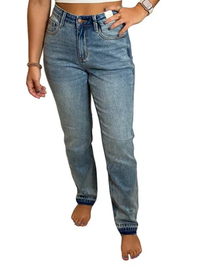 Judy Blue Women's Mid Rise Rigid Magic Release Hem Boyfriend Jeans In Blue