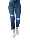 Judy Blue Mid Rise Destroy Slim Jeans In Dark Wash In Blue