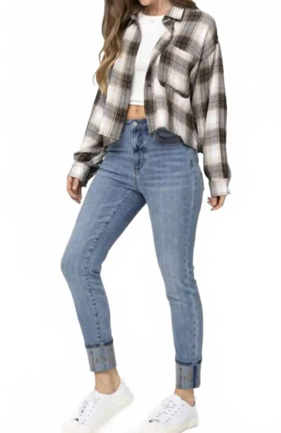 Judy Blue Women's Relax Southwestern Cuffed Jean In Blue