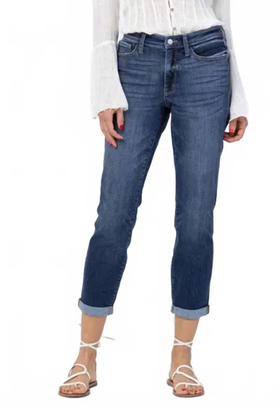 Judy Blue Women's Sophia Midrise Cuffed Boyfriend Jeans In Blue