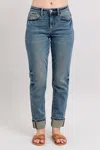JUDY BLUE WOMEN'S VINTAGE WASH DOUBLE CUFF JEAN IN BLUE
