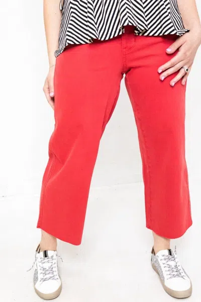 Judy Blue Women's Wide Crop Pants In Red