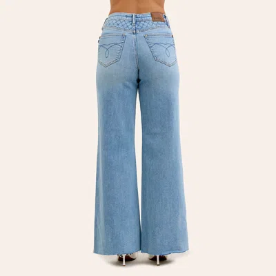 Judy Blue Womenâ€™s Light Wash High Rise Front Yoke Retro Wide Leg Jeans In Blue