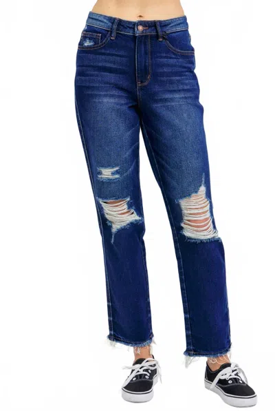 Judy Blue Womenrigid Magic Heavy Destroy Straight Leg In Blue