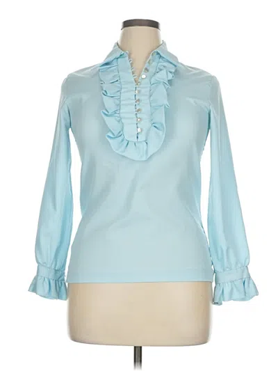 Pre-owned Judy Bond Long Sleeve Blouse In Blue