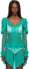 Judy Turner Blue Lucrezia Blouse In Green