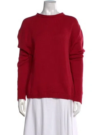 Pre-owned Judy Turner Merino Wool Crew Neck Sweater In Red