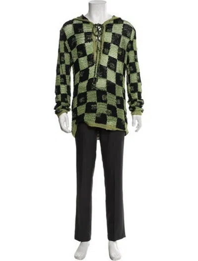 Pre-owned Judy Turner Silk Plaid Print Pullover In Green