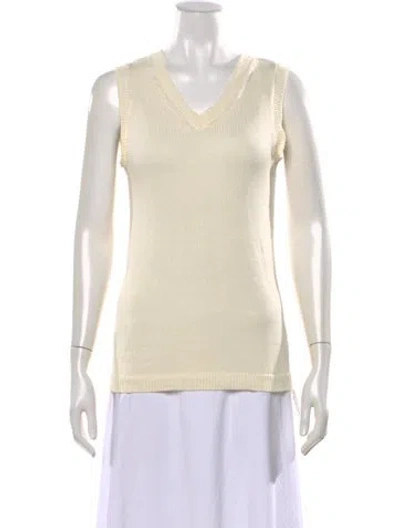 Pre-owned Judy Turner V-neck Sleeveless Top In Yellow
