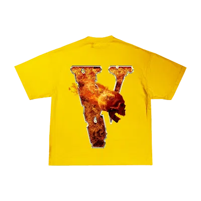 Pre-owned Juice Wrld Men's  X Vlone Inferno Tee Shirt In Yellow