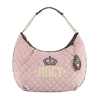 Juicy By Juicy Couture Crowning Glory Quilted Velour Hobo Bag In Pink