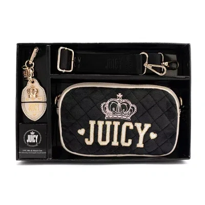 Juicy By Juicy Couture Crowning Glory Velour Slim Crossbody Bag In Black