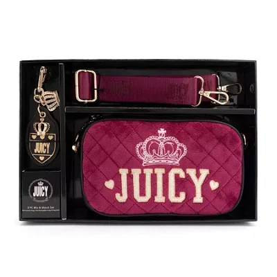 Juicy By Juicy Couture Crowning Glory Velour Slim Crossbody Bag In Burgundy
