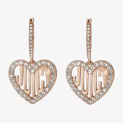 Juicy By Juicy Couture Gold Tone Charm Womens Crystal Heart Drop Earrings