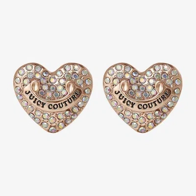 Juicy By Juicy Couture Gold Tone Pave Multi Color Crystal 5.1mm Heart Stud Earrings In Gray