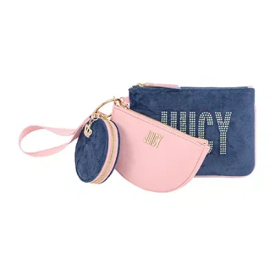 Juicy By Juicy Couture Mini Me Velour 3. Pc Pouch Set Wristlet In Blue