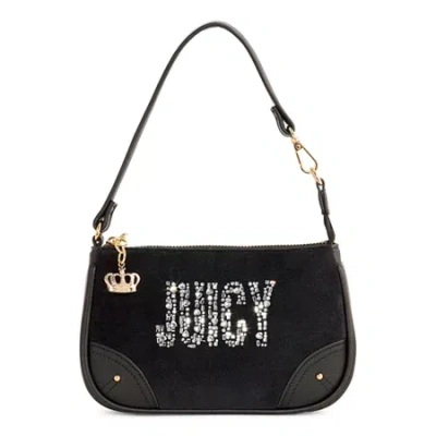 Juicy By Juicy Couture Shine Bright Velour Wristlet In Black