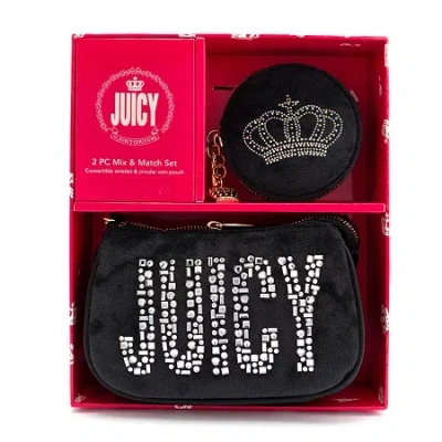 Juicy By Juicy Couture Shine Bright Velour Wristlet In Black