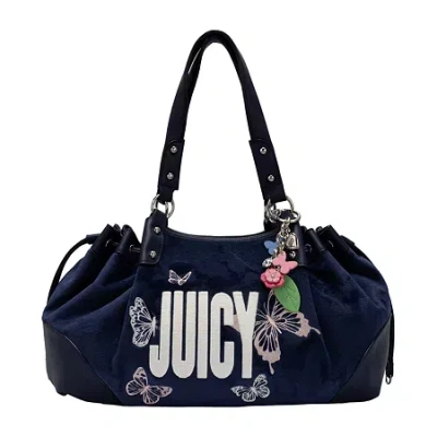 Juicy By Juicy Couture Velour Satchel Shoulder Bag In Blue