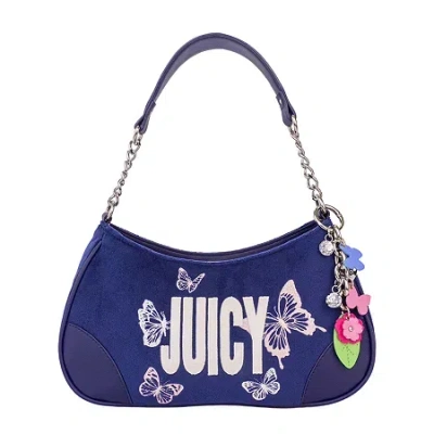 Juicy By Juicy Couture Velour Shoulder Satchel In Blue