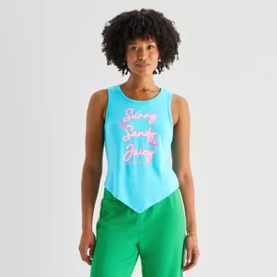 Juicy By Juicy Couture Womens Crew Neck Sleeveless Tank Top In Blue