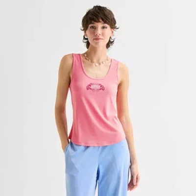 Juicy By Juicy Couture Womens Juniors Crew Neck Sleeveless Tank Top In Pink