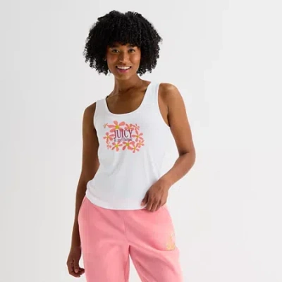 Juicy By Juicy Couture Womens Juniors Crew Neck Sleeveless Tank Top In White