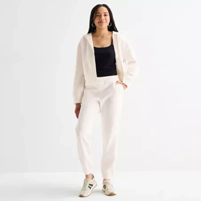 Juicy By Juicy Couture Womens Juniors Flare Mid Rise Fleece Jogger Pant In White