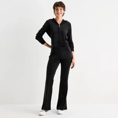 Juicy By Juicy Couture Womens Juniors Flare Mid Rise Track Pant In Black