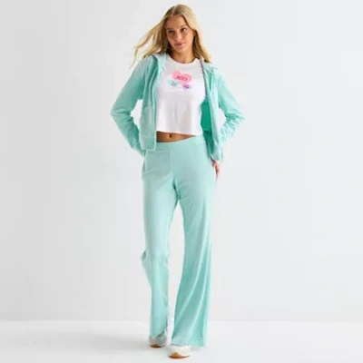 Juicy By Juicy Couture Womens Juniors Flare Mid Rise Track Pant In Blue