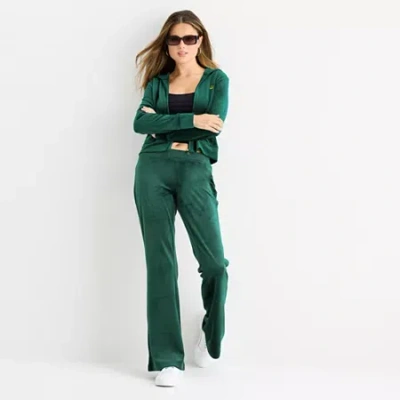 Juicy By Juicy Couture Womens Juniors Flare Mid Rise Track Pant In Green