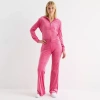 Juicy By Juicy Couture Womens Juniors Flare Mid Rise Track Pant In Pink