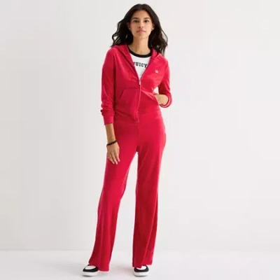 Juicy By Juicy Couture Womens Juniors Flare Mid Rise Track Pant In Red