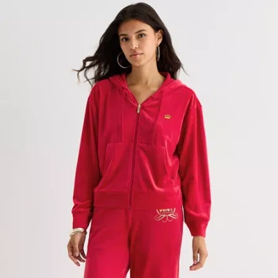 Juicy By Juicy Couture Womens Juniors Hooded Lightweight Track Jacket In Red