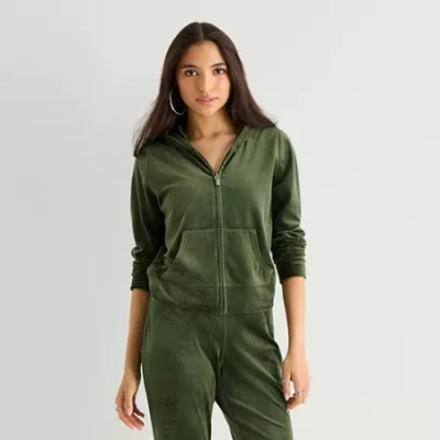 Juicy By Juicy Couture Womens Juniors Lightweight Track Jacket In Green
