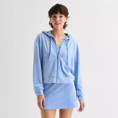 Juicy By Juicy Couture Womens Juniors Long Sleeve Hoodie In Blue