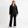 Juicy By Juicy Couture Womens Juniors Plus Flare Mid Rise Track Pant In Black