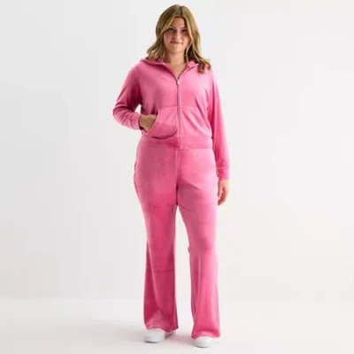 Juicy By Juicy Couture Womens Juniors Plus Flare Mid Rise Track Pant In Pink